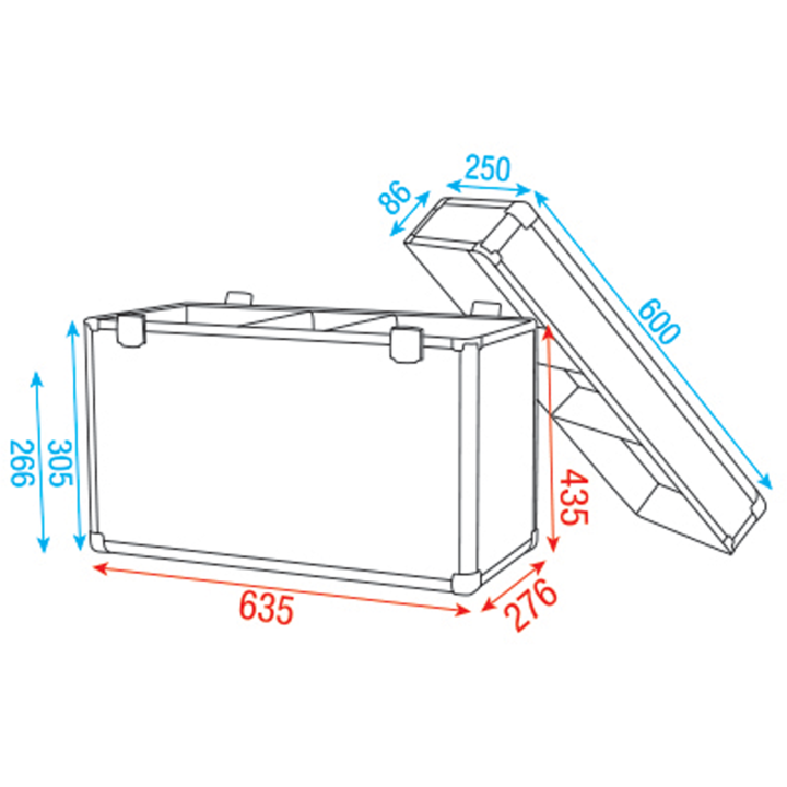 D7010 Dap Audio Flightcase per trasporto Phantom 25/50 testa mobile KaotikaStore