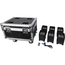 44068 Showtec Set EventLITE 4/10 Q6 Valigetta di trasporto incl. 6 EventLITE 4/10 Q6 telecomando spot a batteria KaotikaStore