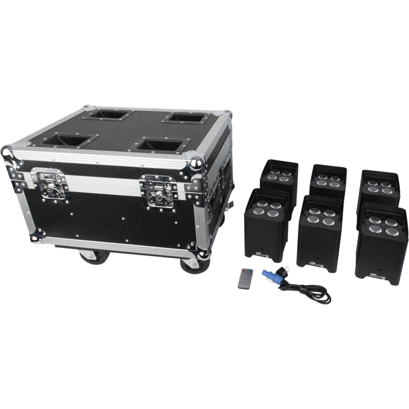 44068 Showtec Set EventLITE 4/10 Q6 Valigetta di trasporto incl. 6 EventLITE 4/10 Q6 telecomando spot a batteria KaotikaStore 44068 Showtec Set EventLITE 4/10 Q6 Valigetta di trasporto incl. 6 EventLITE 4/10 Q6 telecomando spot a batteria KaotikaStore
