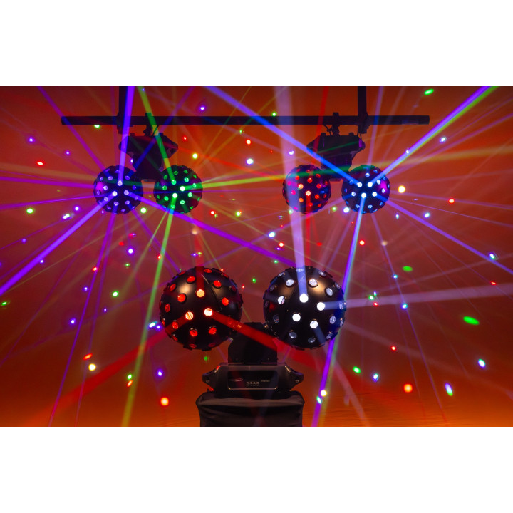 43177 Showtec Fireball PRO Luce a effetto RGBW a doppia sfera girevole automatico a tempo di musica palla da discoteca