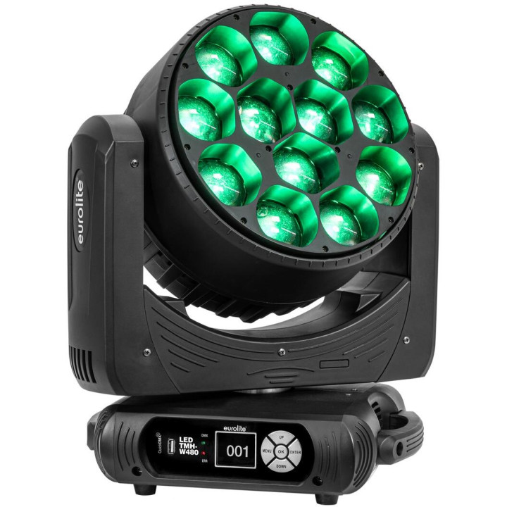 51785935 EUROLITE LED TMH-W480 Moving Head Wash Zoom testa mobile movimento rotante automatico 12 LED RGBW da 40 KaotikaStore