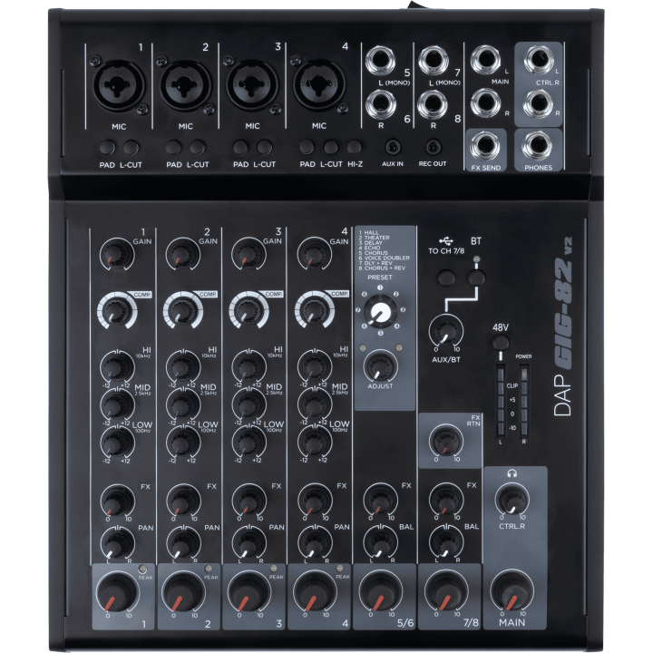 D2402 DAP GIG-82 V2 Mixer analogico a 8 canali con FX KaotikaStore