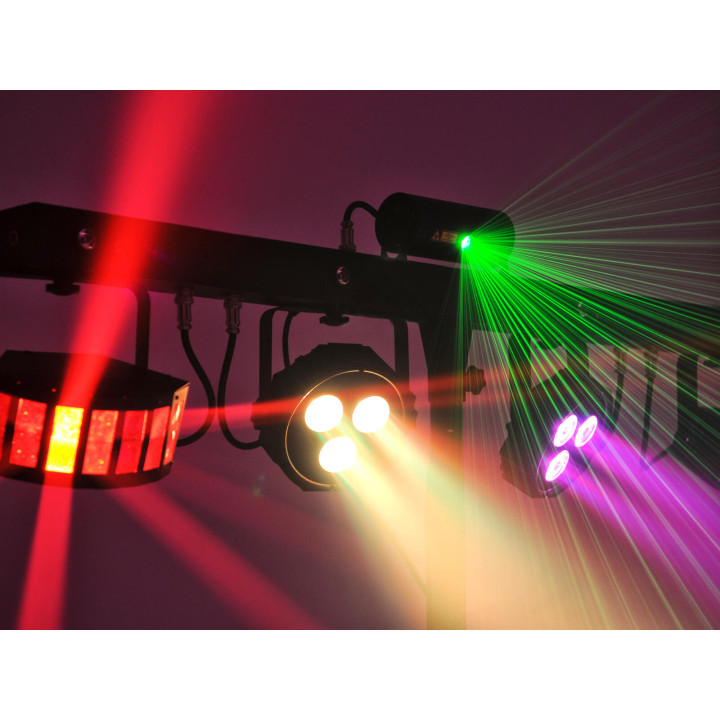 EUROLITE LED KLS laser bar FX light set Barra con 2 derby 2 faretti LED stroboscopici bianchi laser (RG, 2M) pedale KaotikaStore
