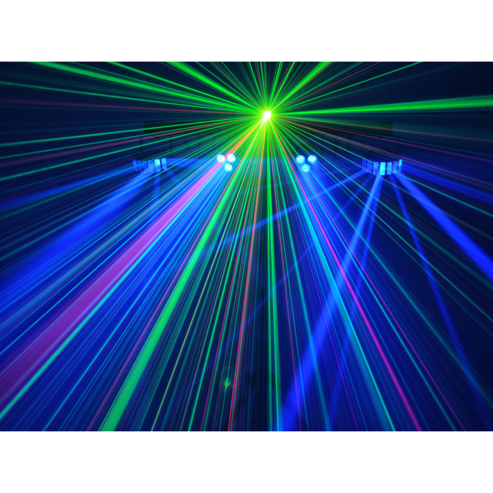 EUROLITE LED KLS laser bar FX light set Barra con 2 derby 2 faretti LED stroboscopici bianchi laser (RG, 2M) pedale KaotikaStore