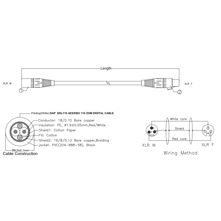 FL09150 DAP FL09 - DMX/AES-EBU XLR/M 3P to XLR/F 3P 1.5 m 1,5 m