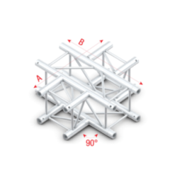 MILOS Pro-30 Square G Truss - Cross 4-way -71cm G (Global & Euro Ø 29,0 mm compatible), Silver QCU41 - 90° corner - silver