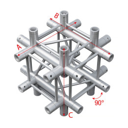GQ30051 MILOS Pro-30 Square G Truss - Cross up/down 6-way - 50 cm G (Global & Euro Ø 29