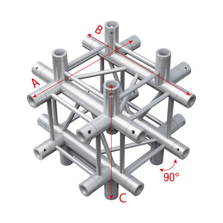 GQ30051 MILOS Pro-30 Square G Truss - Cross up/down 6-way - 50 cm G (Global & Euro Ø 29