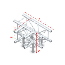GQ30040 MILOS Pro-30 Square G Truss - T-Cross + Down 4-way - 50 cm G (Global & Euro Ø 29,0 mm compatible) QLUU40 - 90° corner -
