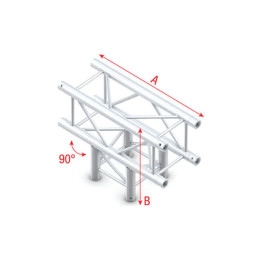 MILOS Pro-30 Square G Truss - T-Cross 3-way - 50 cm G (Global & Euro Ø 29,0 mm compatible) QTU35sp - 90° corner - silver - G