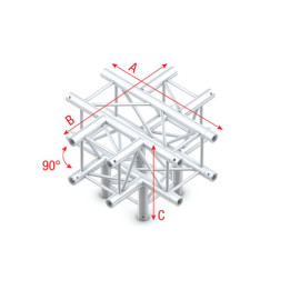 MILOS Pro-30 Square G Truss - Cross + Down 5-way -71cm G (Global & Euro Ø 29,0 mm compatible), Silver QCU51 - 90° corner - silve