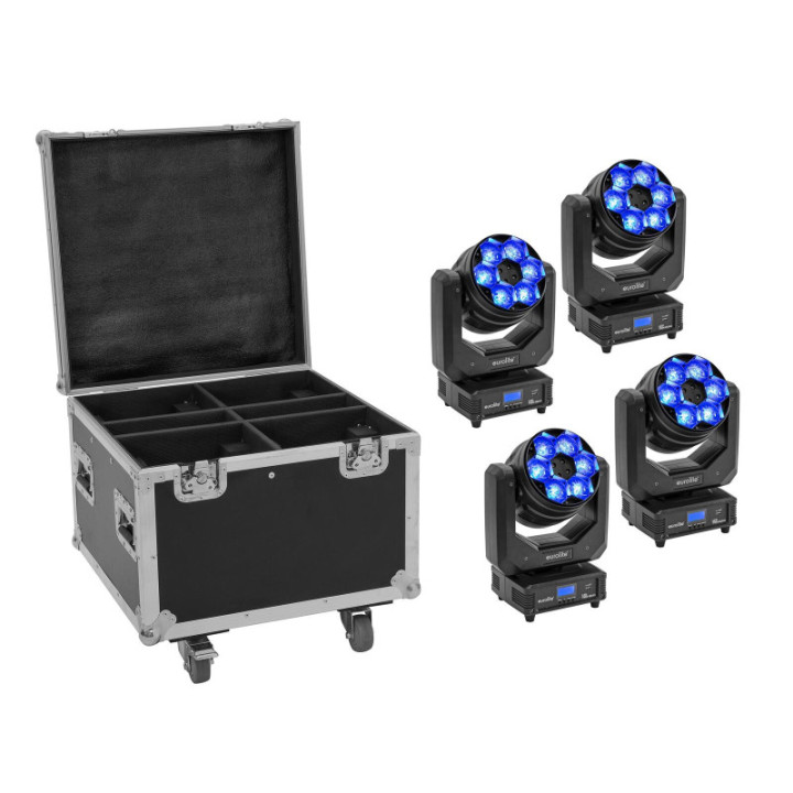EUROLITE Set 4x LED TMH-H240  beam/wash/effetto flower + custodia - KaotikaStore - 4026397723069