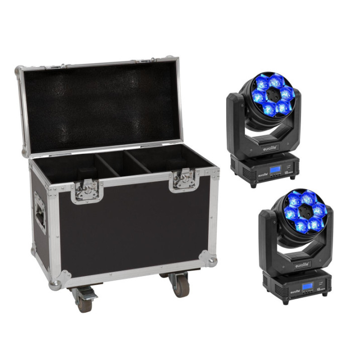 EUROLITE Set 2x LED TMH-H240 beam/wash/effetto flower  + custodia - KaotikaStore - 4026397699807