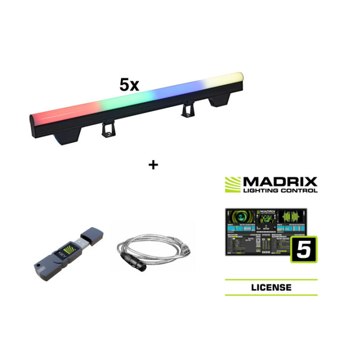 EUROLITE Set 5x LED PT-100/32 Pixel DMX Tube + Madrix Software - KaotikaStore - 4026397698770