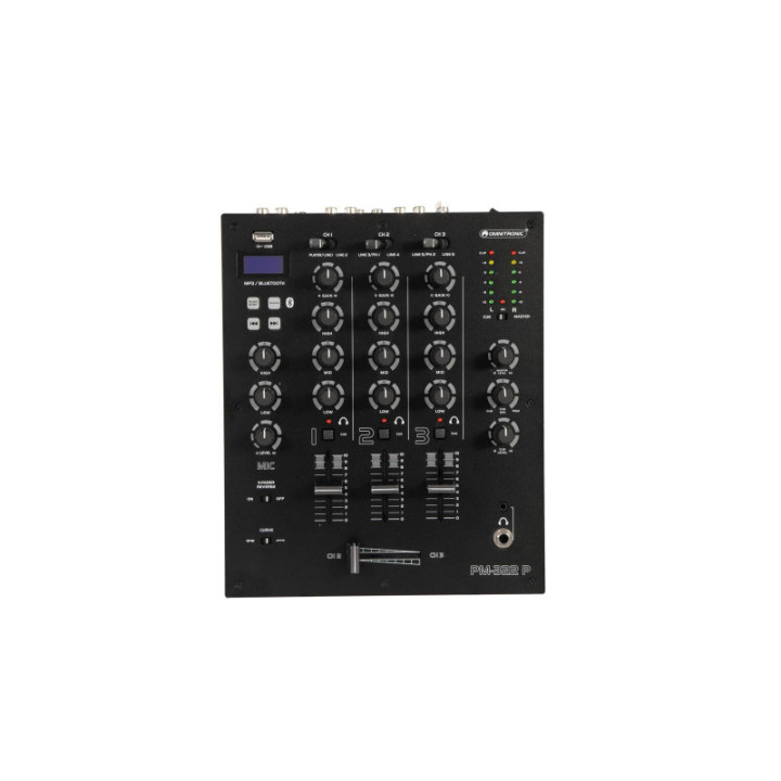 OMNITRONIC PM-322P Mixer per DJ a 3 canali con Bluetooth e lettore USB - KaotikaStore - 4026397653403