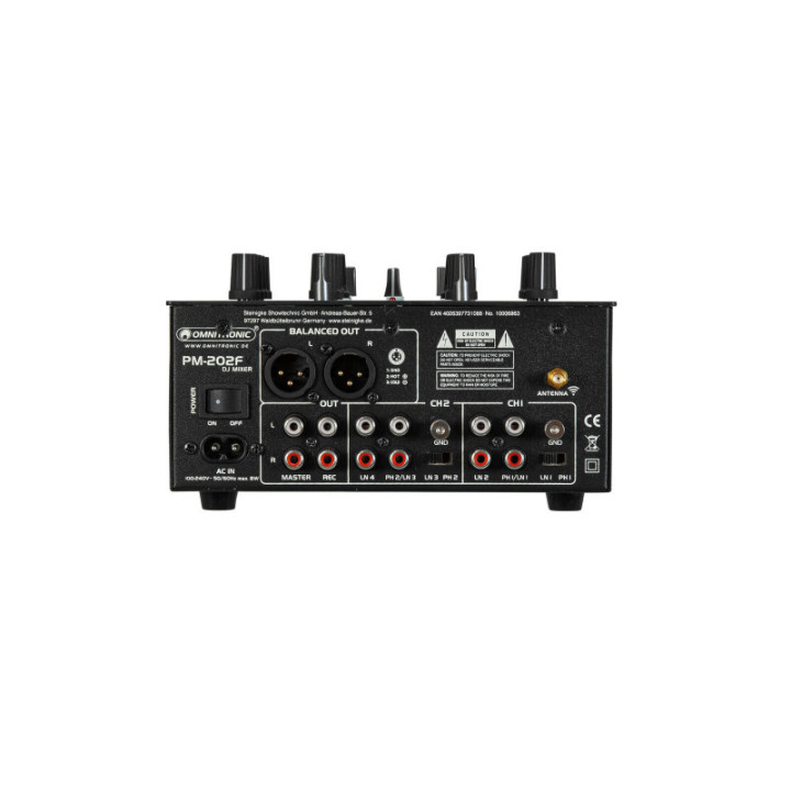 OMNITRONIC PM-202F 2-Channel DJ Mixer with Filter and Bluetooth - KaotikaStore - 4026397731071