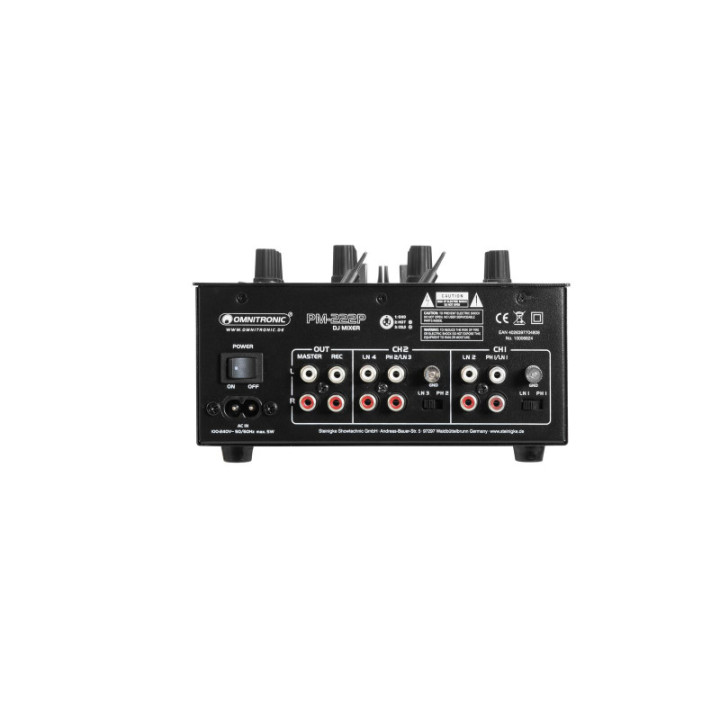 OMNITRONIC PM-222P Mixer per DJ a 2 canali con lettore - KaotikaStore - 4026397704808
