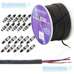 Omnitronic Microphone cable 2x0.22 100m bk + plugs su rocchetto 100 metri cavo microfonico