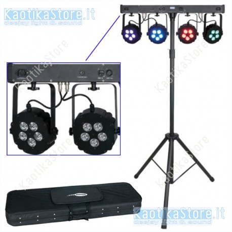 Showtec Compact Power Lightset 4 RGBW con palo e borsa sistema completo fari piatti RGB Showtec Compact Power Lightset 4 RGBW con palo e borsa sistema completo fari piatti RGB