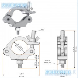 Gancio singolo aliscaf Global Truss Gancio per Truss Americane per sostegno max 200 KG per strutture 48-51 mm diametro