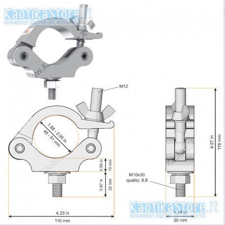 Gancio singolo aliscaf Global Truss Gancio per Truss Americane per sostegno max 200 KG per strutture 48-51 mm diametro Gancio singolo aliscaf Global Truss Gancio per Truss Americane per sostegno max 200 KG per strutture 48-51 mm diametro
