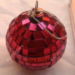 Sfera specchiata 5cm ROSSO decorazione natale mini palla specchi vetro palletta