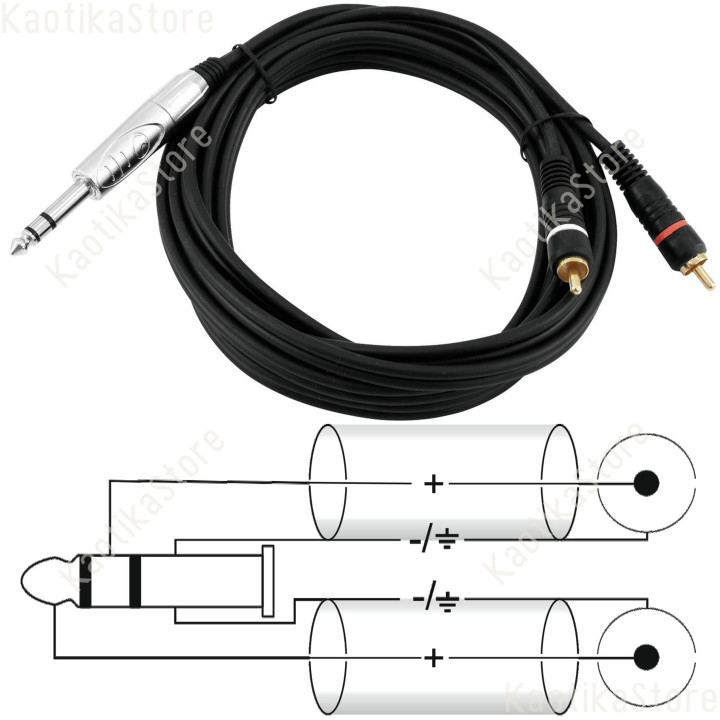 Omnitronic cavo AL-30 jack 6,3 stereo 2 connettori RCA 3 metri