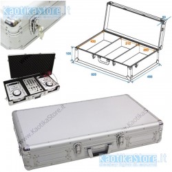 ROADINGER Flightcase per il trasporto di lettore CDJ Universal console DIGI-1 2xCD/1xM-10 silver