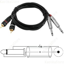 Omnitronic 30225215 cavo 2 x Jack 6.3mm / 2 x RCA lunghezza 6 metri ean 4026397338591 OMNITRONIC Adaptercable 2xJack/2xRCA 6m bk