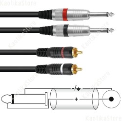 Omnitronic 30225215 cavo 2 x Jack 6.3mm / 2 x RCA lunghezza 6 metri ean 4026397338591 OMNITRONIC Adaptercable 2xJack/2xRCA 6m bk