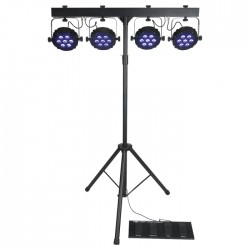 KaotikaStore Showtec Compact Power Light Set MKII con palo borsa e pedaliera sistema completo fari piatti RGB strobo