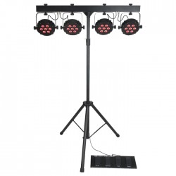 Showtec Compact Power Light Set MKII con palo borsa e pedaliera sistema completo fari piatti RGB strobo 30268 EAN 8717748232533