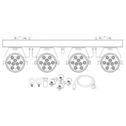 Showtec Showtec Lightset PRO 9/10 RGBM sistema 4 fari piatti RGBM strobo noleggio service audio luci dj discoteca