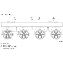 Showtec Showtec Lightset PRO 9/10 RGBM sistema 4 fari piatti RGBM strobo noleggio service audio luci dj discoteca