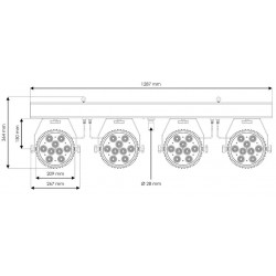 Showtec Showtec Lightset PRO 9/10 RGBM sistema 4 fari piatti RGBM strobo noleggio service audio luci dj discoteca