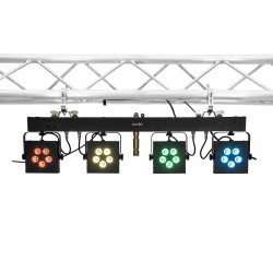 EUROLITE LED KLS-902 Next Compact Light Set barra cablata con 4 potenti fari QuickDMX per eventi e spettacoli dj live music