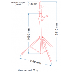 70835 Adattatore Showgear per serie Basic 2800 e Basic 3800 Wind up stand treppiede con argano KaotikaStore 8717748310002