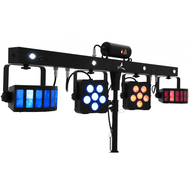 51741091 EUROLITE LED KLS Laser Bar PRO FX Light Set barra con 2 derby 2 fari spot UV strobo laser KaotikaStore 4026397571523