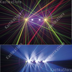 Showtec Dynamica 4-in-1 luce led + strobo + laser + UV controllabile in DMX e IR con telecomando incluso