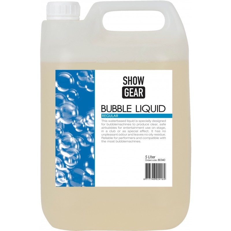 Showgear tanica 5 litri di liquido macchina bolle sapone pronto uso  bubble liquid fluid machine